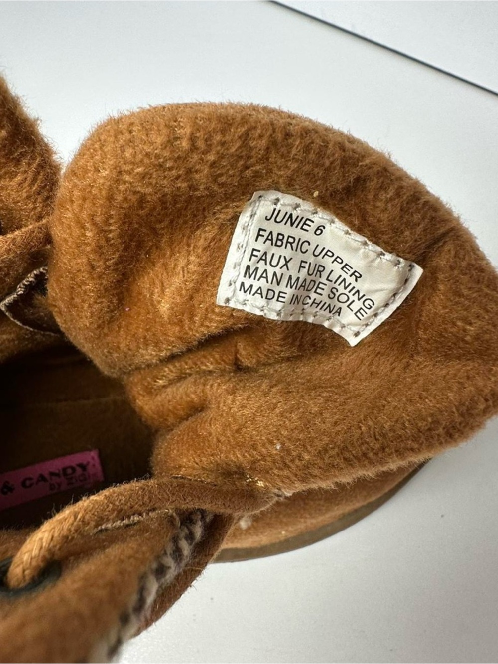 Women’s Tan Suede Lace-Up Ankle Boots with Patterned Collar - Picture 2 of 14